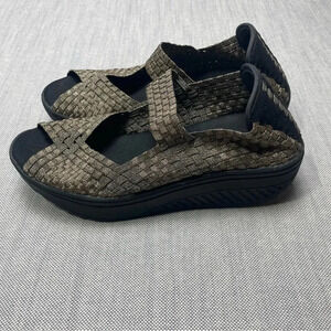 Corkys Beth Metallic Woven Open Toe Casual Chunky Heel Shoe